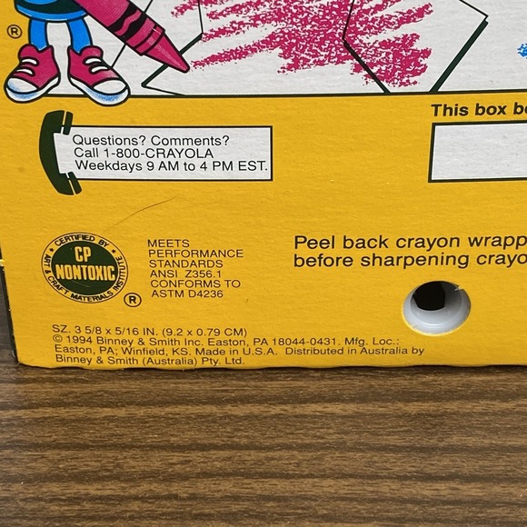 Vintage 1994 Crayola 64 box Crayons w Sharpener New And UNUSED - Picture 3 of 7